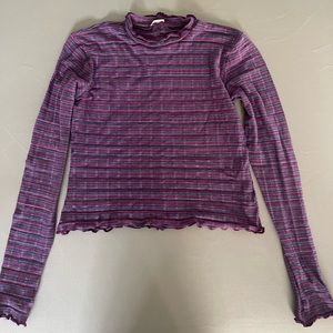 Free People striped long sleeved tee with finger holes on the sleeves